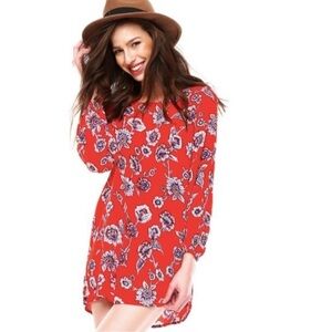 Billabong Heart Strayed Mini Floral Red Dress- Size XS